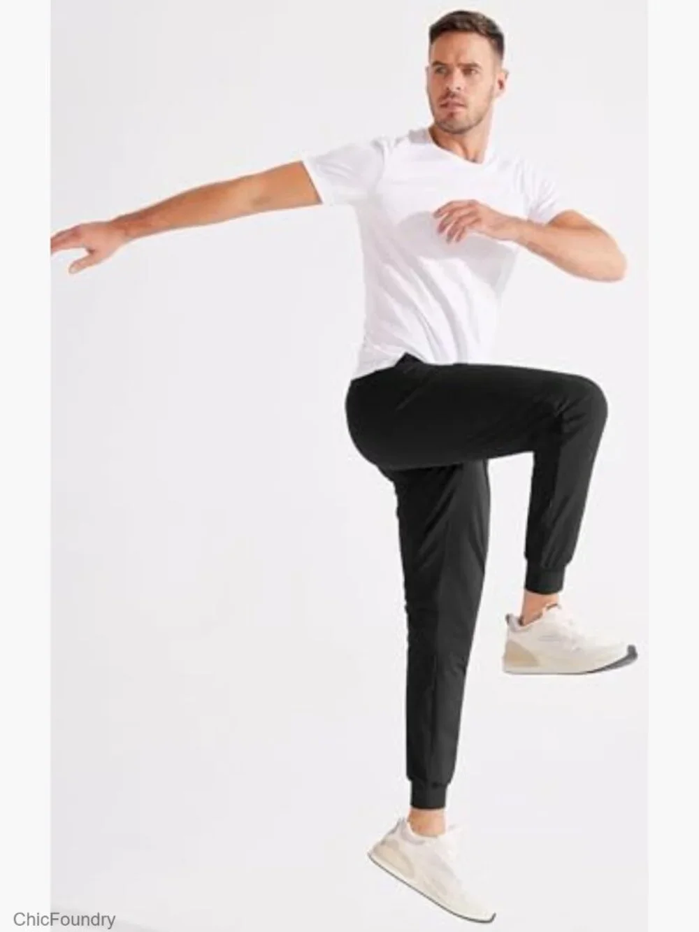 Men's Golf Joggers Lightweight 3 Pockets Slim Fit Soft Stretchy Tapered Work